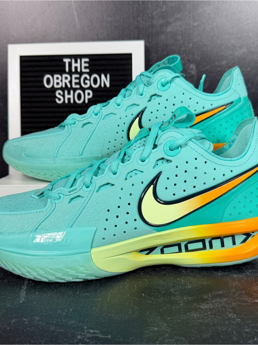 NIKE AIR ZOOM GT CUT 3 EP BLEACHED TURQUOISE SUNDIAL BASKETBALL SHOES SIZE 11.5